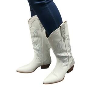 NEW ARIDER GIRL women's rhinestone and embroidered western boots in white